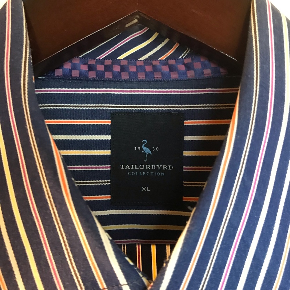 Tailorbyrd Sport Striped Long Sleeve Button Up